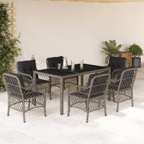  7-dijelni vrtni blagovaonski set sivi od poliratana Siva 150 cm table length Slike