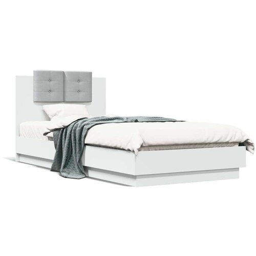  Okvir za krevet s uzglavljem i LED svjetlima bijeli 100x200 cm Slike
