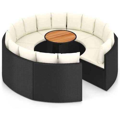 Poli 9-dijelni set vrtnih sofa od poliratana s jastucima crni Slike