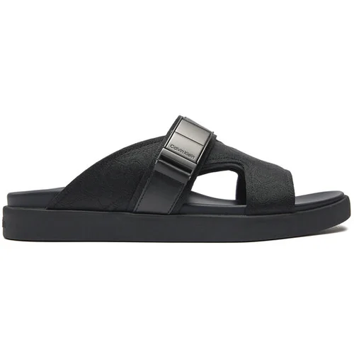 Calvin Klein Natikači 3 Strap Iconic Plaque Jacq Mono HM0HM01451 Črna