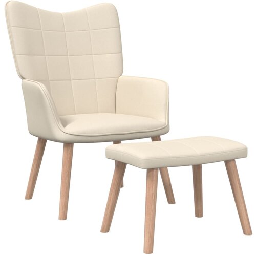  The Living Store Stol za sproščanje s stolčkom krem blago - Stol Za Sproščanje, (21485218) Cene