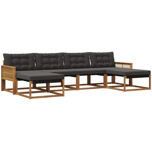 vidaXL Zunanja garnitura za sedenje z blazino 6 pcs Naravna in črna, (5000273426) Cene