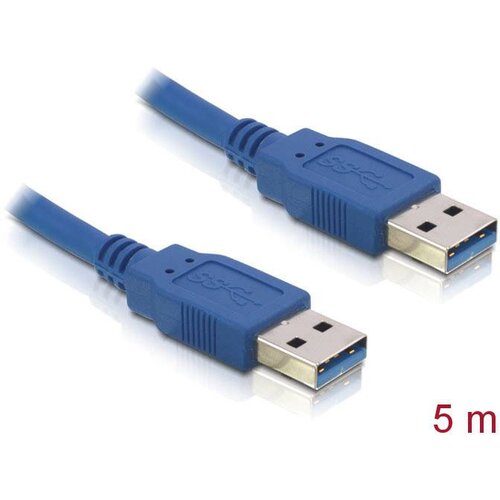 Delock USB kabel USB 3.2 gen. 1 (USB 3.0) USB-A vtič\, USB-A vtič 5.00 m modra pozlačeni konektorji 82537, (20416438) Cene