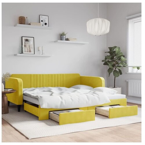 vidaXL Izvlečna dnevna postelja s predali rumena 100x200 cm Cene
