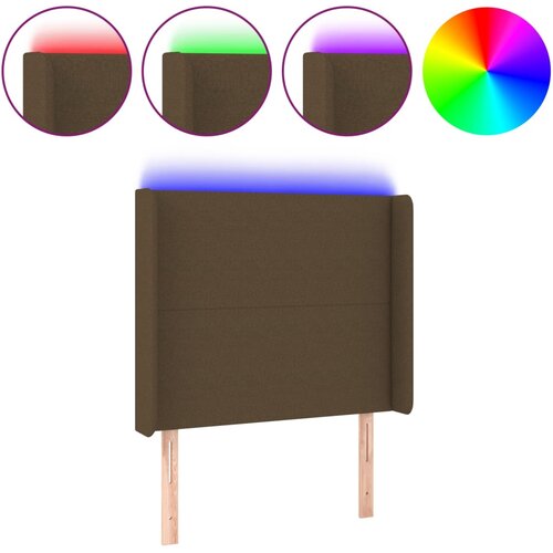 VidaXL LED posteljno vzglavje temno rjavo 103x16x118/128 cm blago, (20951646) Slike