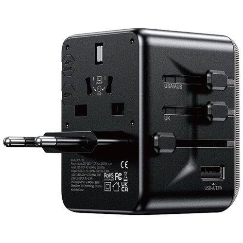 WEKOME WP-U69 Univerzalni Strujni GaN punjač, 5-porta USB (3.0 i 4 x 3.1 tipC-EU/UK/AU/US/JAP) 65W, crni Cene
