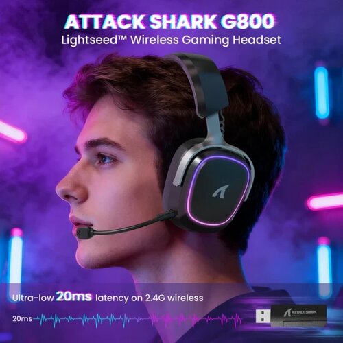 Attack Shark bežične gaming slu&amp;scaron;alice G800 50mm/3D surround/trimode/aluminium/black Slike