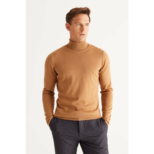 ALTINYILDIZ CLASSICS Men's Mink Standard Fit Regular Fit Full Turtleneck Knitwear Sweater Slike