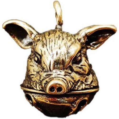 Generic Brass Pig Head Bell Pendant, Metal Lucky Bell Crafts Car Keychain Pendant to Ward Off Evil in Car Jewelry Collection, (21066453) Cene