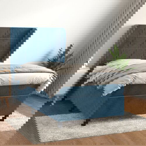 vidaXL Box spring krevet s madracem tamnoplavi 90x200 cm baršunasti Cene