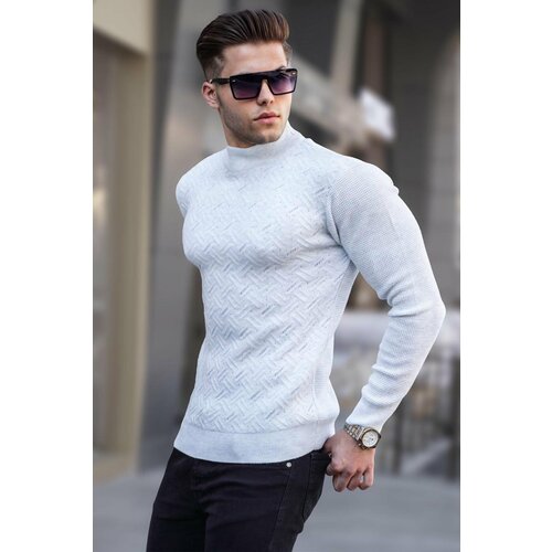 Madmext Ice Gray Half Turtleneck Knitwear Sweater 5969 Slike