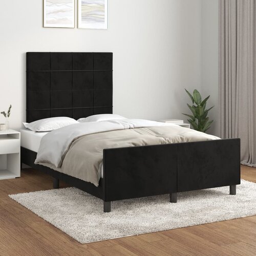 The Living Store Posteljni okvir z vzglavjem črn 120x200 cm žamet - Posteljni Okvir Z Vzglavjem, (21491677) Slike