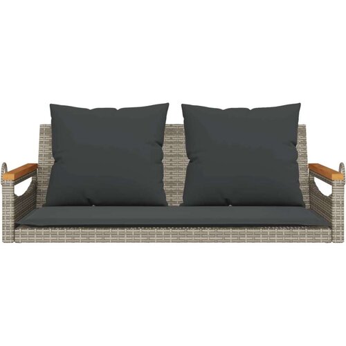 VidaXL Klupa za ljuljanje s jastucima siva 109x62x40 cm od poliratana Slike