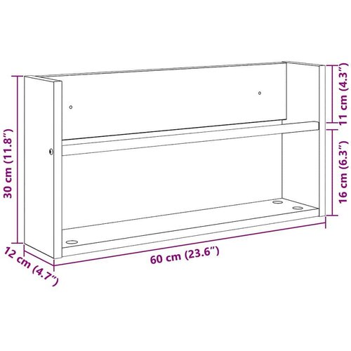  Polica za časopise Zidne 2 pcs Dimljeni hrast 60 x 12 x 30 cm Slike