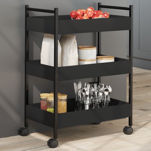 vidaXL Kuhinjska kolica crna 50 x 30 x 70 cm od konstruiranog drva Cijene