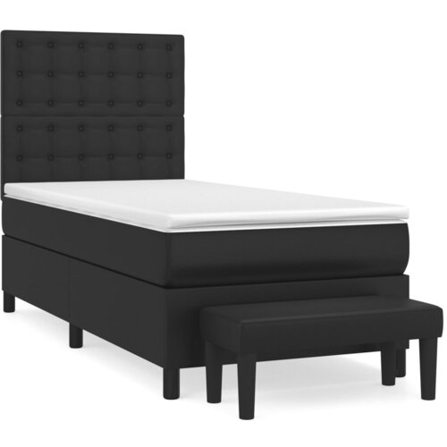 VidaXL Box spring postelja z vzmetnico črn 90x190 cm umetno usnje, (20789791) Slike