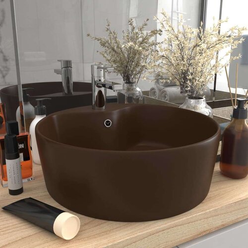 vidaXL Razko&scaron;en umivalnik mat temno rjav 36x13 cm keramičen Cene