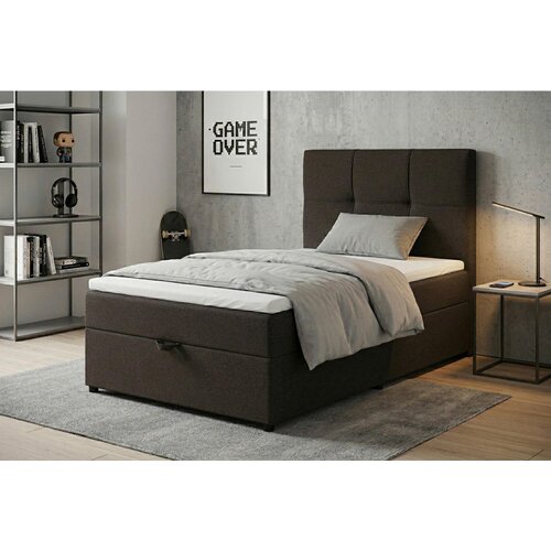 MID.YOU POSTELJA Z VZMETNICO 100 cm x 200 cm , tekstil, leseni material rjava Slike