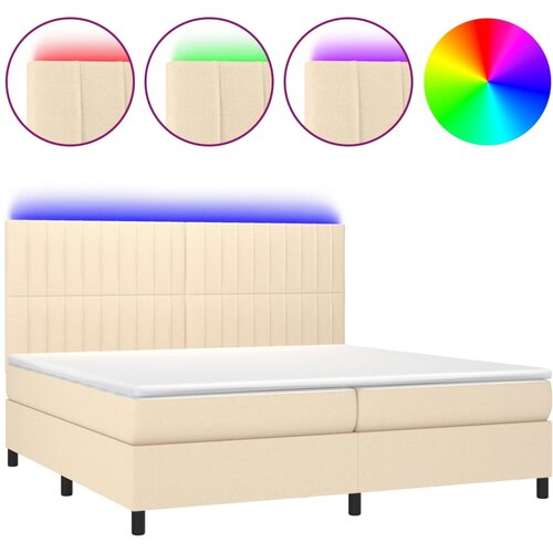 Maison Chic Box spring postelja - Vzmetna postelja z vzmetnico LED krem 200x200 cm blago SL15915, (21896116) Cene