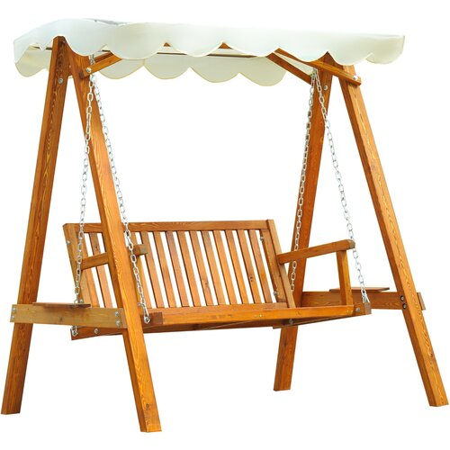 Outsunny Vrtni gugalnik klasičnega sloga iz masivnega borovega lesa FS skladen s strešno streho Poliestrska tkanina s premazom PA 162x130x185cm 240kg, (20754017) Cene