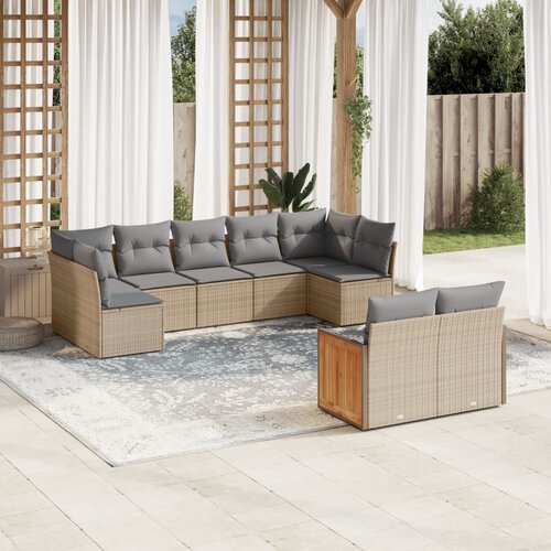 vidaXL 9-dijelni set vrtnih sofa s jastucima bež od poliratana Cijene