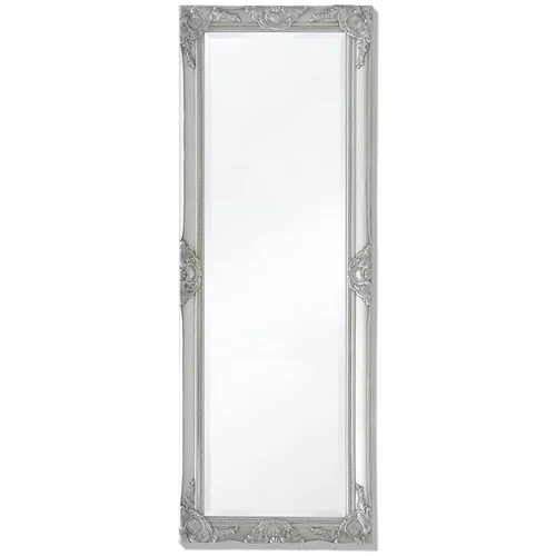 vidaXL Stensko Ogledalo v Baročnem Stilu 140x50 cm Srebrne Barve