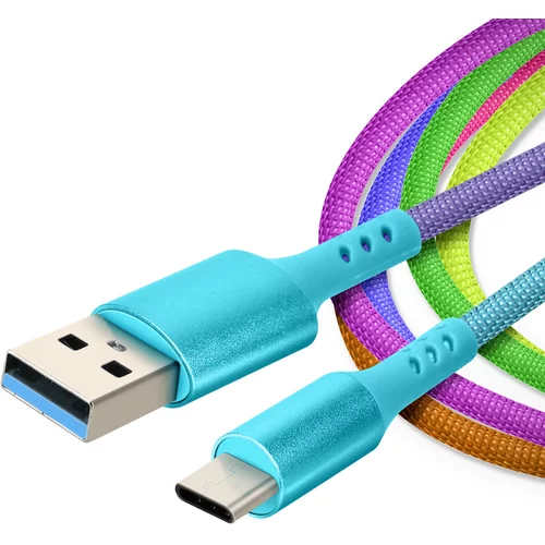 AVIZAR Polnilni in sinhronizacijski kabel USB tipa C s konico 1 m, mavricni - vecbarvni, (20618043)