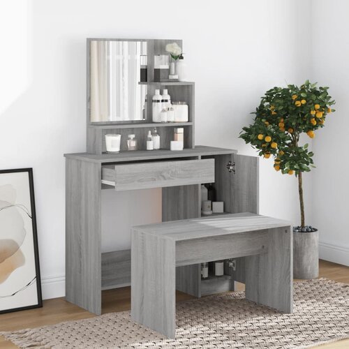 vidaXL Toaletna mizica komplet siva sonoma 86,5x35x136 cm Cene