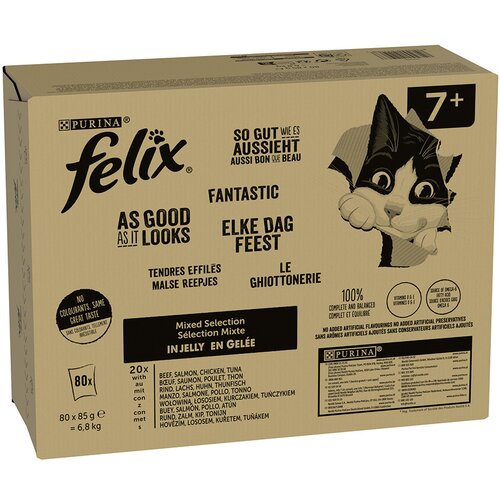 Felix Jumbo pakiranje &amp;quot;So gut wie es aussieht&amp;quot; vrećice 80 x 85 g - Senior mesni miks (4 vrste) Slike