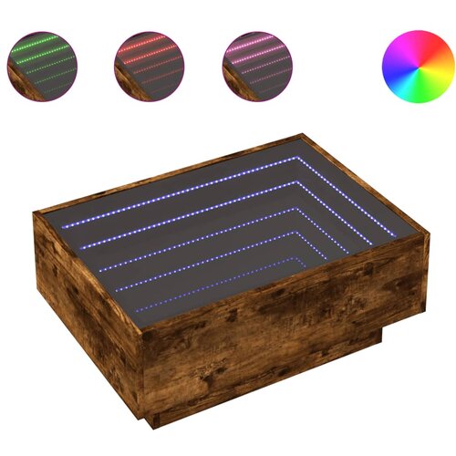 Maison Chic Klubska mizica - kavna mizica - Nizka mizica LED dimljeni hrast 70x50x30 cm inženirski les, (21754901) Cene