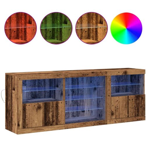  Bife s LED svjetlima Staro drvo 181 5x37x67 cm Obrađeno drvo Slike