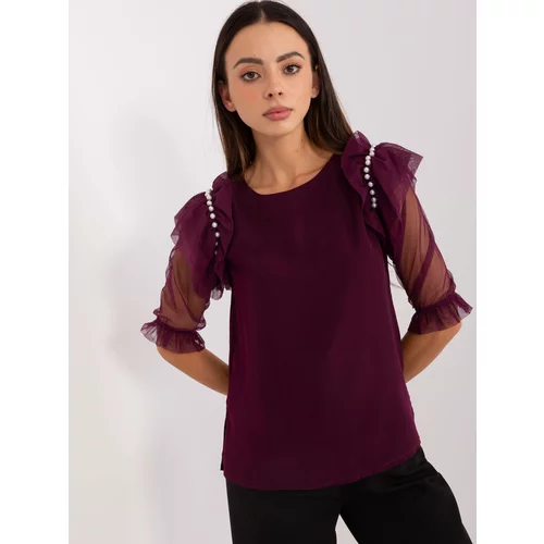 Fashion Hunters Dark purple formal blouse with slits