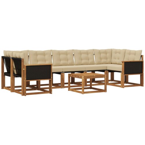 vidaXL Zunanja garnitura za sedenje z blazino 8 pcs Naravna in bež, (5000273148) Cene