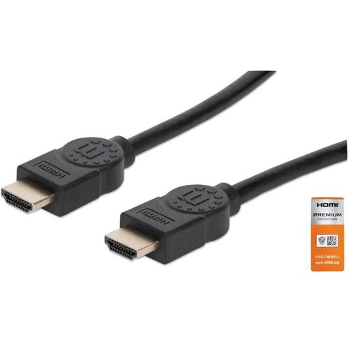 Manhattan HDMI priključni kabel 1.00 m 354837 audio povratni kanal (arc), pozlaćeni kontakti crna [1x muški konektor HDMI - 1x muški konektor HDMI] Cijene
