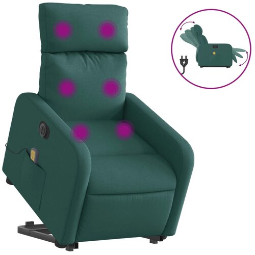 Maison Chic Električni masažni naslanjač - Relax naslanjač s funkcijo vstajanja temno zelen, (22061596) Cene