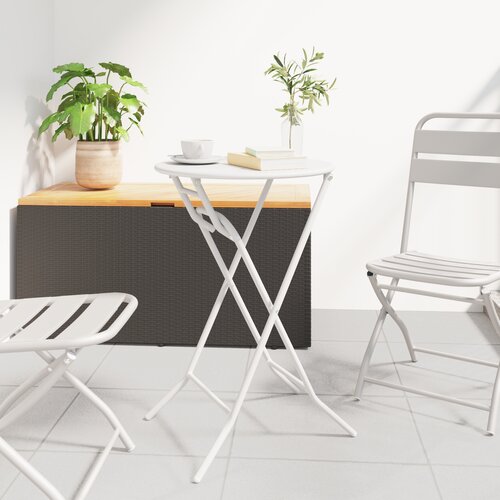VidaXL Zložljiva vrtna miza Bela &amp;Oslash;50x72 cm Jeklo Slike