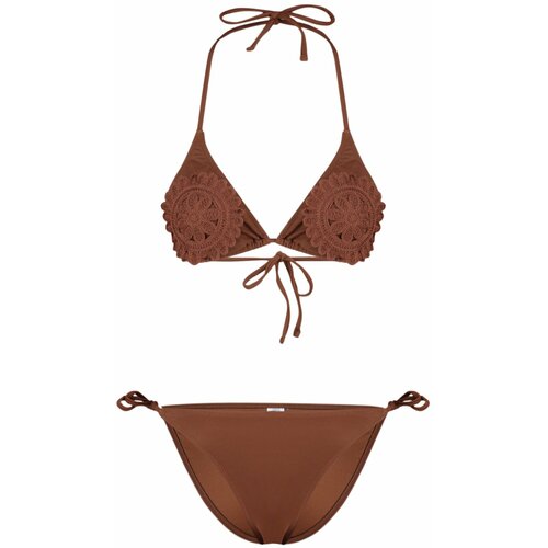 Trendyol Brown Triangle Tie Knitwear Regular Bikini Set Slike