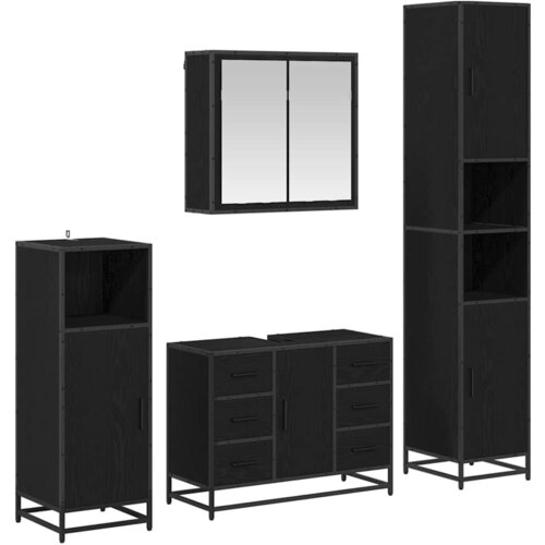 vidaXL Komplet pohi&scaron;tva za kopalnico s predalom 4 pcs Črna Orehovina, (5000092929) Cene