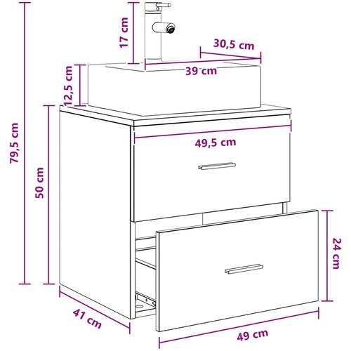  Umivaonik s policom Betonska siva 49,5 x 41 x 62,5 cm Slike