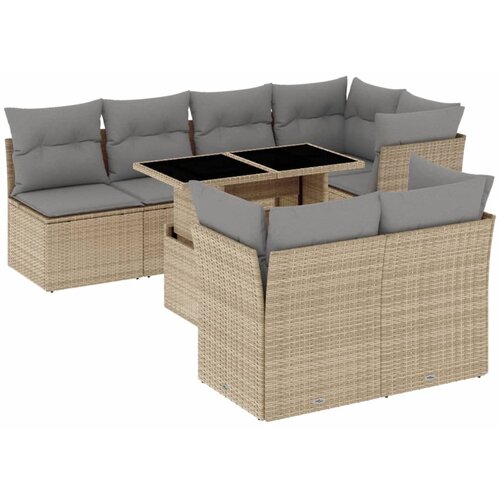 vidaXL 8-dijelni set vrtnih sofa od poliratana s jastucima bež Cijene