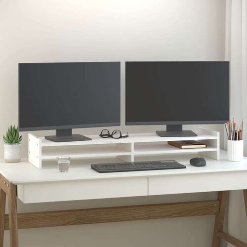  Stalak za monitor bijeli 100x27x15 cm od masivne borovine Cijene