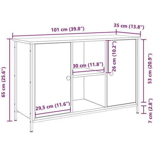  ormar Artisan Oak 101x35x65 cm Drvo i čelik Slike