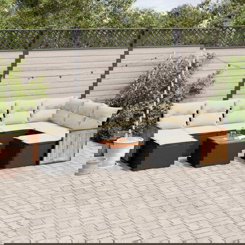 vidaXL Vrtna sedežna garnitura 10-delna z blazinami črn poli ratan Cene