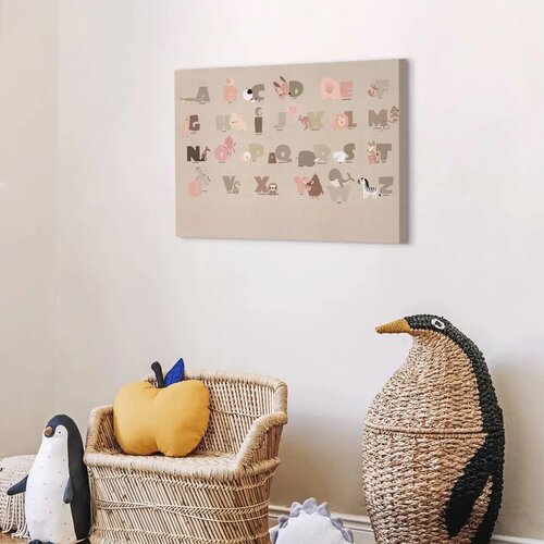 Slika - Alphabet at the Zoo - Joyful Animals and Their Names on a Beige Background 60x40 Premium Print Slike