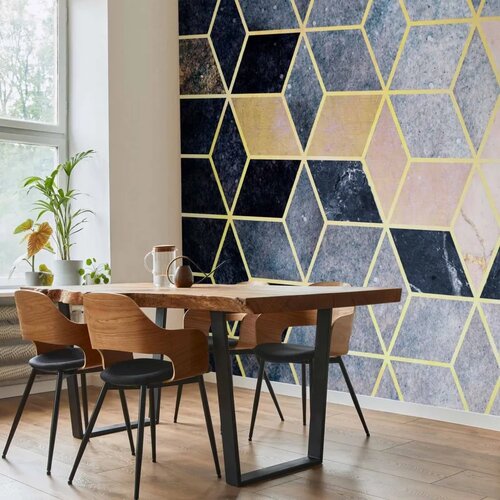  Foto tapeta - Blue Geometric Pattern 250x175 Vodootporna Slike