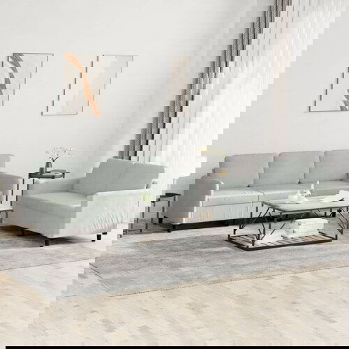 VidaXL 2-dijelni set sofa svjetlosivi bar&amp;scaron;unasti Slike