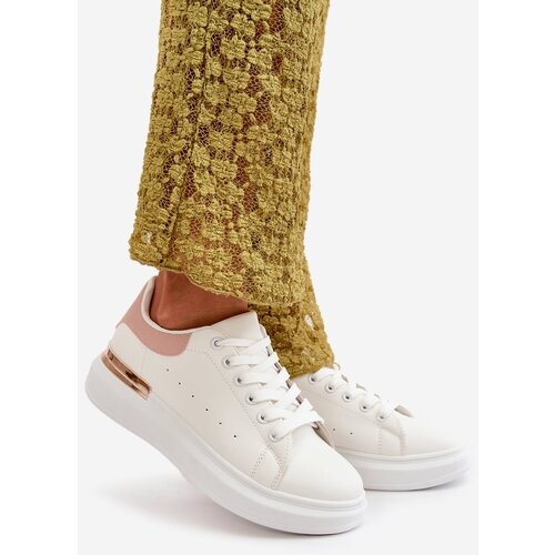 Kesi Women&amp;#039;s low platform sneakers made of eco-leather white-pink Nevelena Slike