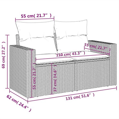  10-dijelni set vrtnih sofa od poliratana s jastucima sivi Siva 65.5 x 62 x 69 cm Slike