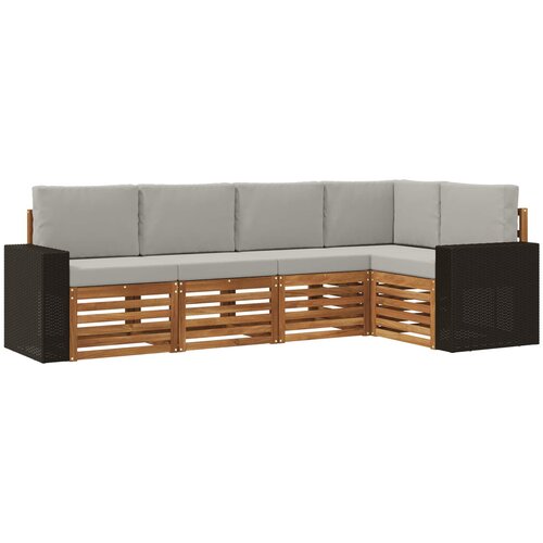 vidaXL Kotna sedežna garnitura z blazino 5 pcs Naravna in svetlo siva, (5000283658) Cene