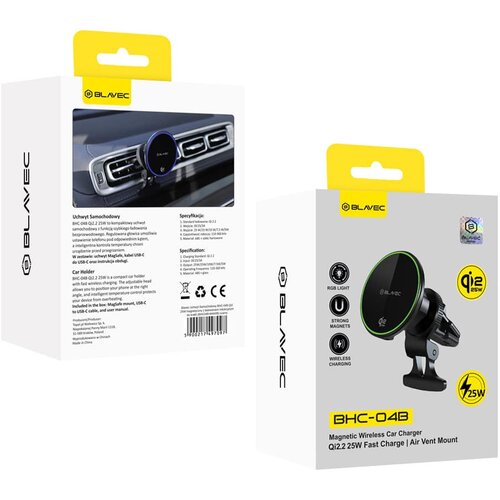  Auto držač Qi2.2 25W magnetski s indukcijskim punjenjem Blavec za ventilacijski otvor Slike